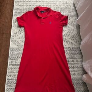 Ralph Lauren Red Polo Midi Dress with Blue Pony